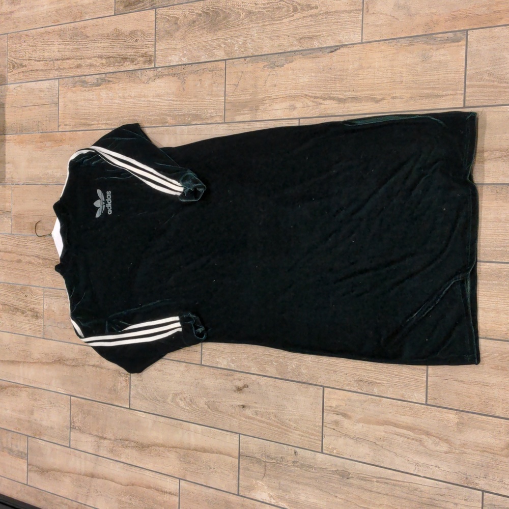 Vintage Adidas Green Velvet / Velour Long Sleeve Mock Neck Maxi Dress